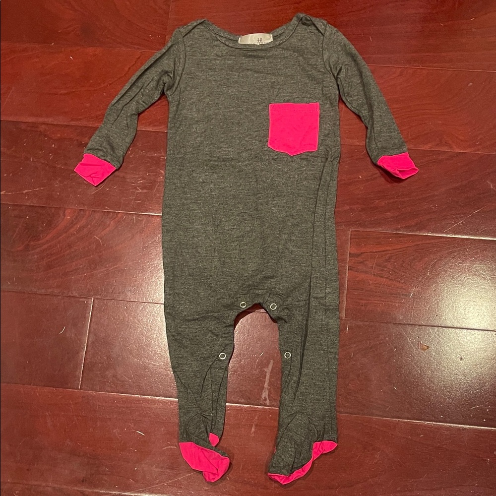 Charming Gray and Pink Kids Footie